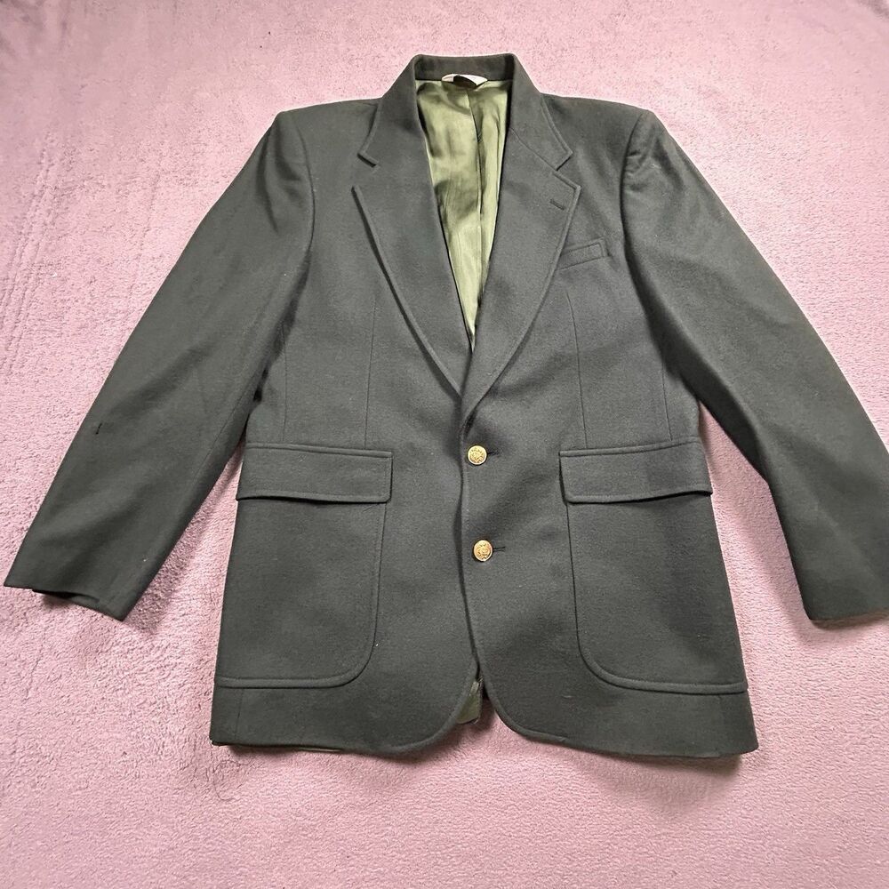 Vintage Courtenay Blazer Mens 40R Forest Green 100% Wool USA Made Prep Ivy